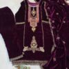 NEW DESIGNER STYLE VELVET EMBROIDERY WORK SUIT PANT WITH DUPATTA - Image 2