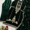 NEW DESIGNER STYLE VELVET EMBROIDERY WORK SUIT PANT WITH DUPATTA - Image 4