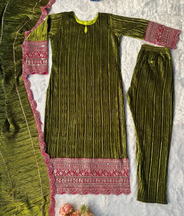 NEW DESIGNER PARTY WEAR TOP AND  PANT WITH FANCY DUPATTA AND EMBROIDERY WORK - Image 2