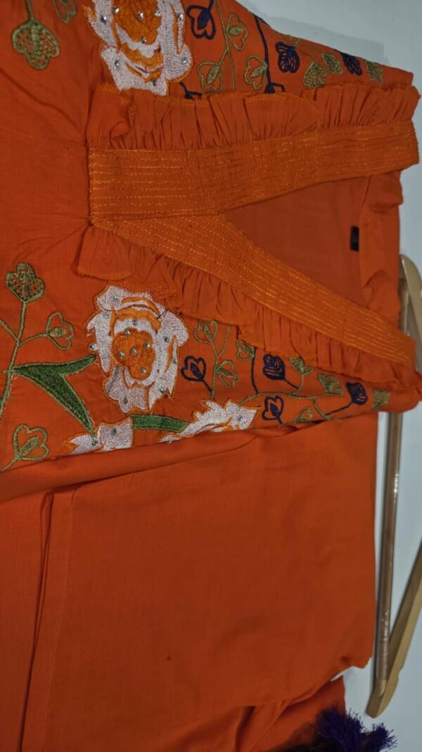 Beautiful cotton fabric gher kurti pant and dupatta - Image 4