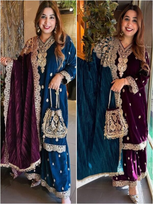 New Designer Party Wear Sharara Look Top-Dupatta and Fully Stiched