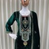 NEW DESIGNER STYLE VELVET EMBROIDERY WORK SUIT PANT WITH DUPATTA - Image 6