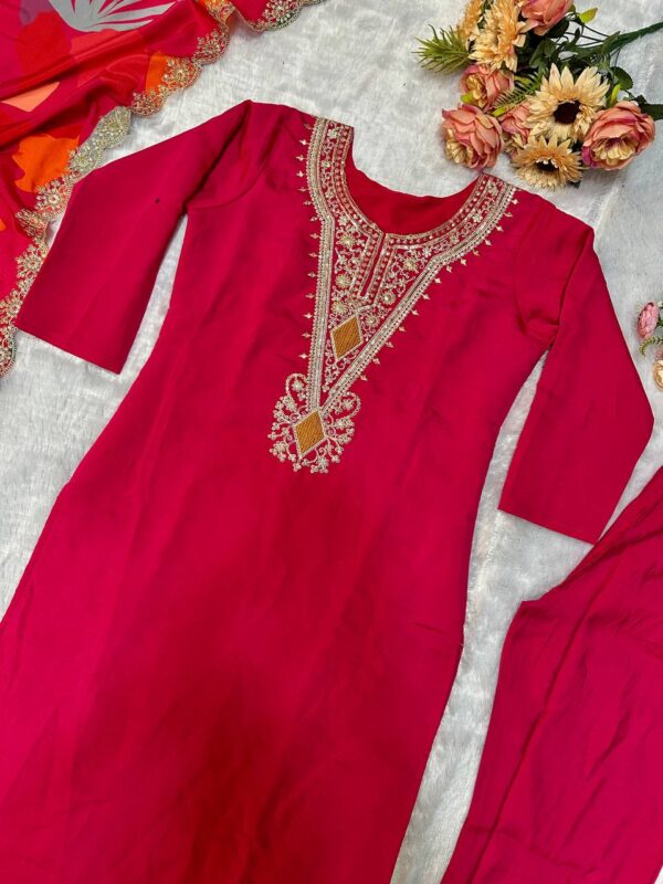 NEW DESIGNER PARTY WEAR TOP AND PANT WITH FANCY DUPATTA - Image 2