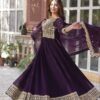 Faux Blooming with Embroidery Zari Sequins-work Premium Designer Readymade Gown - Image 5