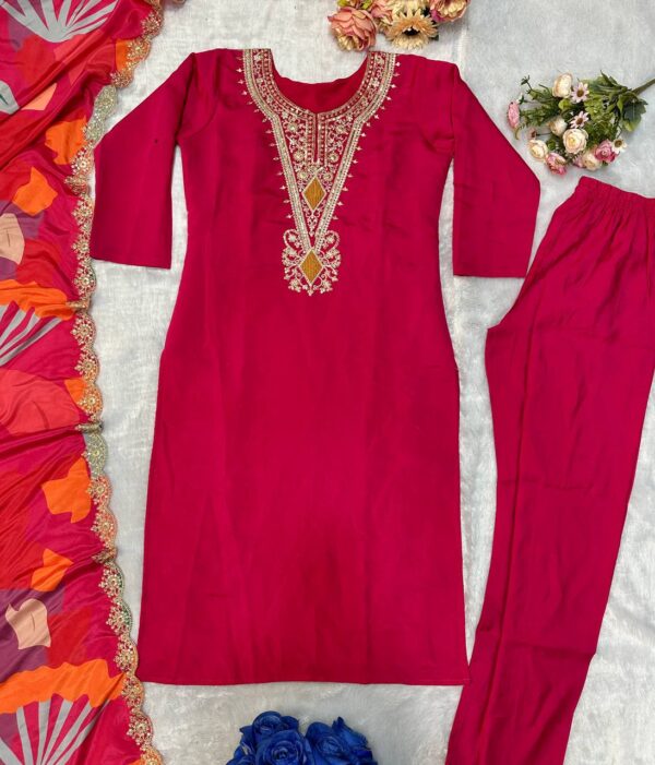 NEW DESIGNER PARTY WEAR TOP AND PANT WITH FANCY DUPATTA - Image 7