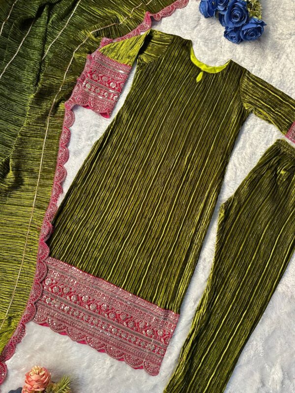 NEW DESIGNER PARTY WEAR TOP AND  PANT WITH FANCY DUPATTA AND EMBROIDERY WORK - Image 6